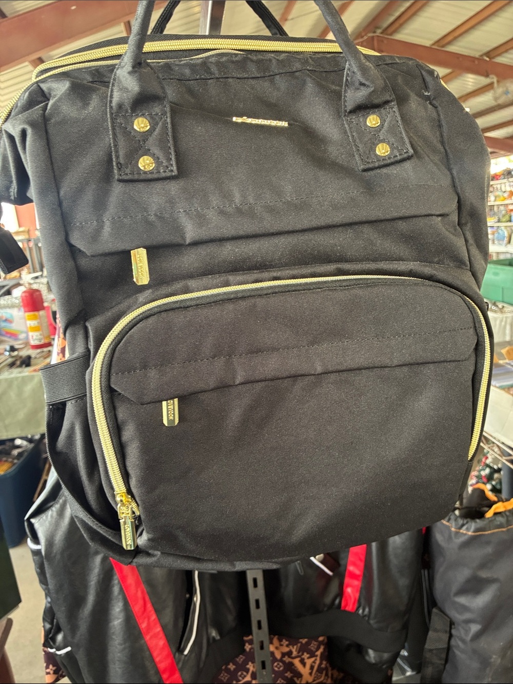Black Backpack with Gold Accents - Women's Backpack(Lovevook)